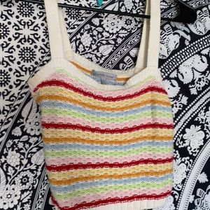 Stripped multi-color Charlotte Russe knitted crop top tank